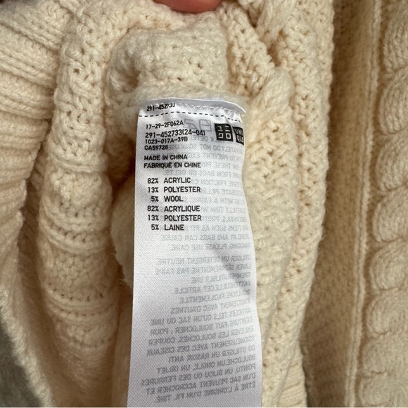 Uniqlo Cream Crew-Neck Long-Sleeved Mini Dress Cable Knit Sweater size S - Picture 5 of 6